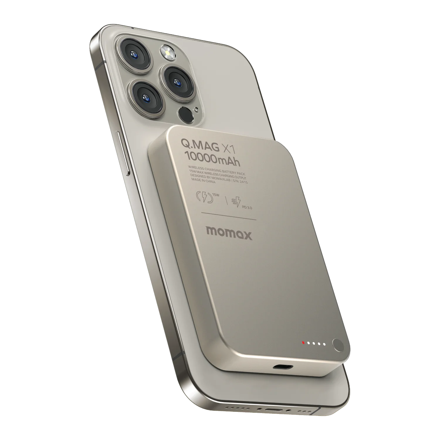 MOMAX Q.Mag X1 Battery Pack — IP117A · 10000mAh · titanium color