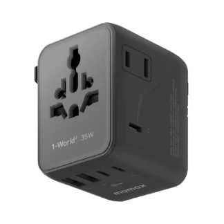 MOMAX 1-World2 Travel Adapter — UA27 · 35W · 5-Port · Black