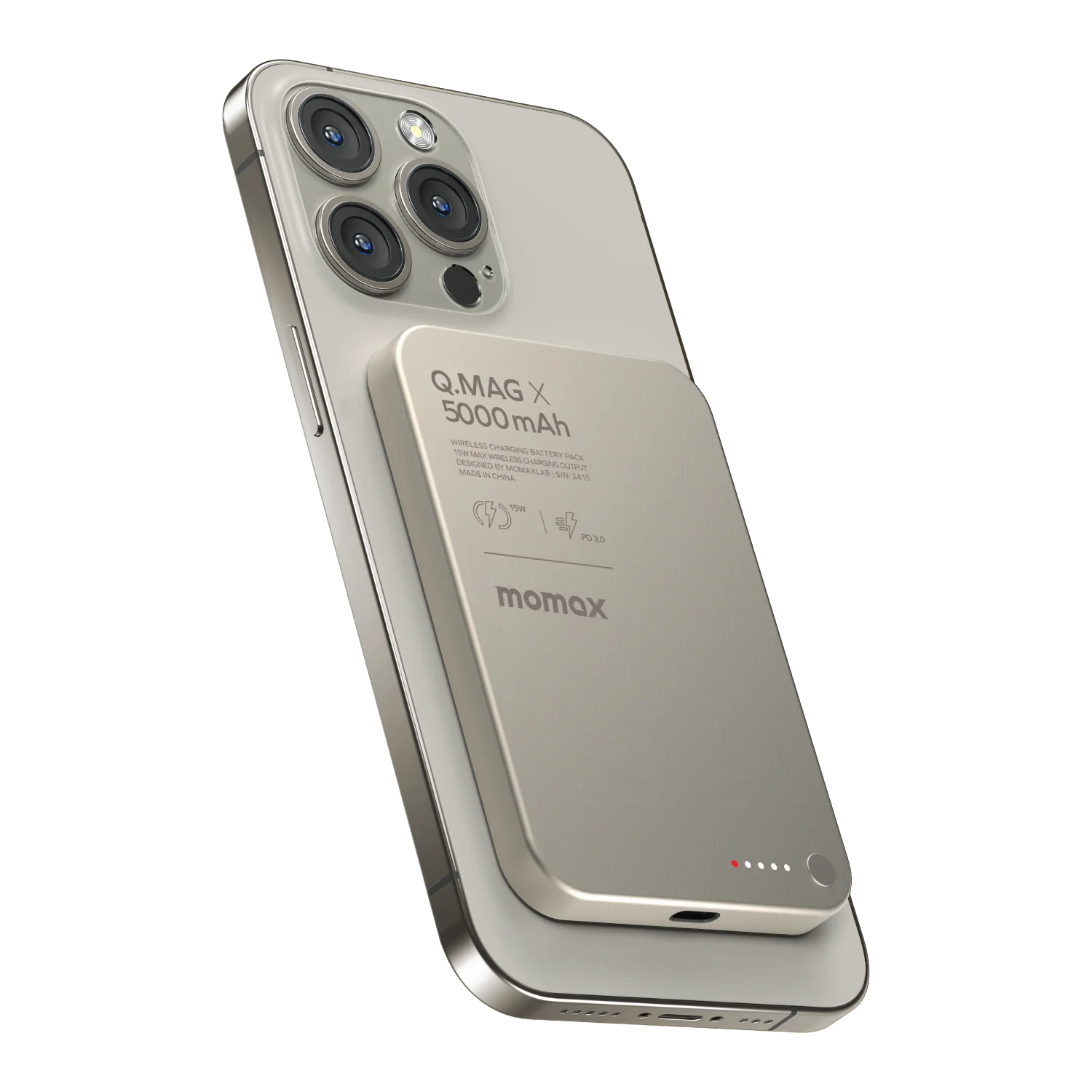MOMAX Q.Mag X Battery Pack — IP116A · 5000mAh · titanium color