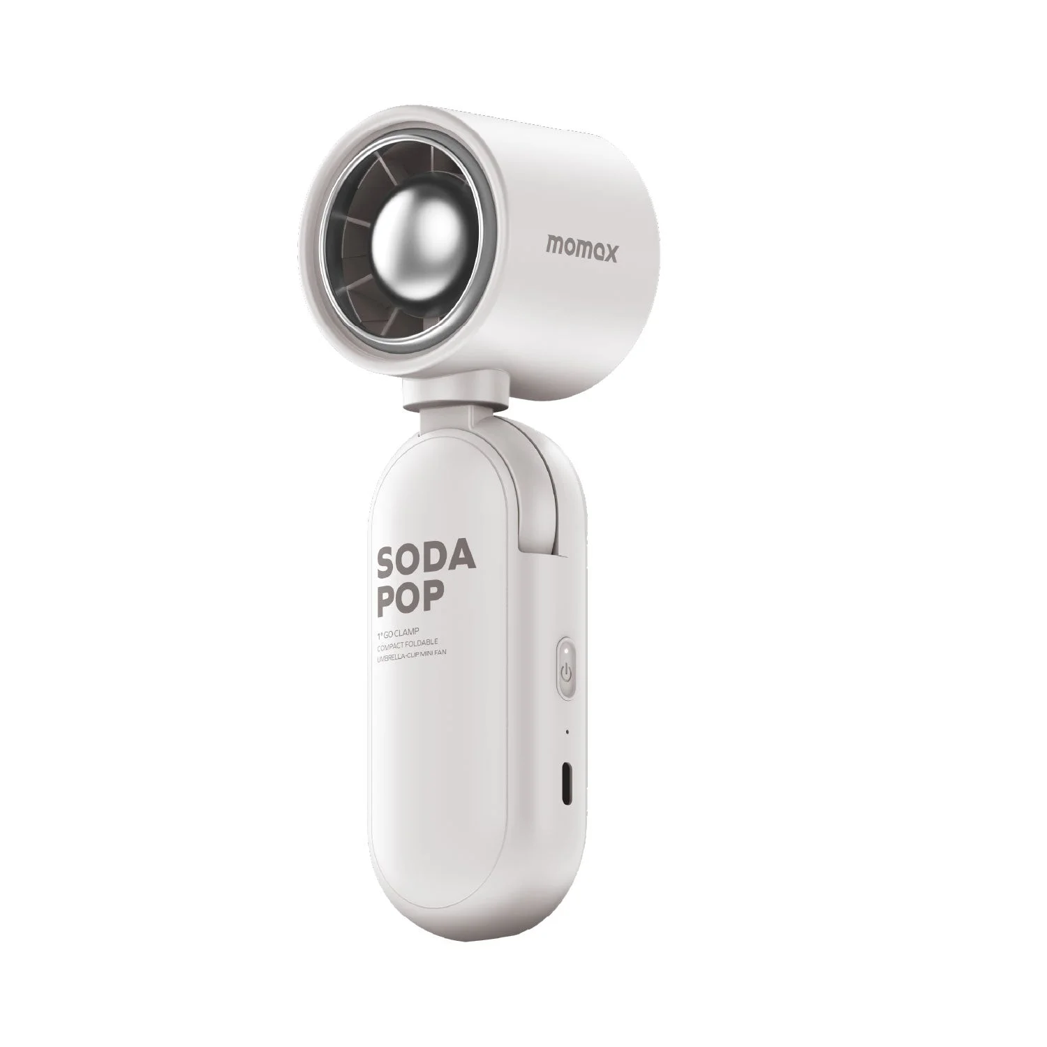 MOMAX 1°GO CLAMP Compact Foldable Umbrella-Clip Mini Fan — IF22 · White