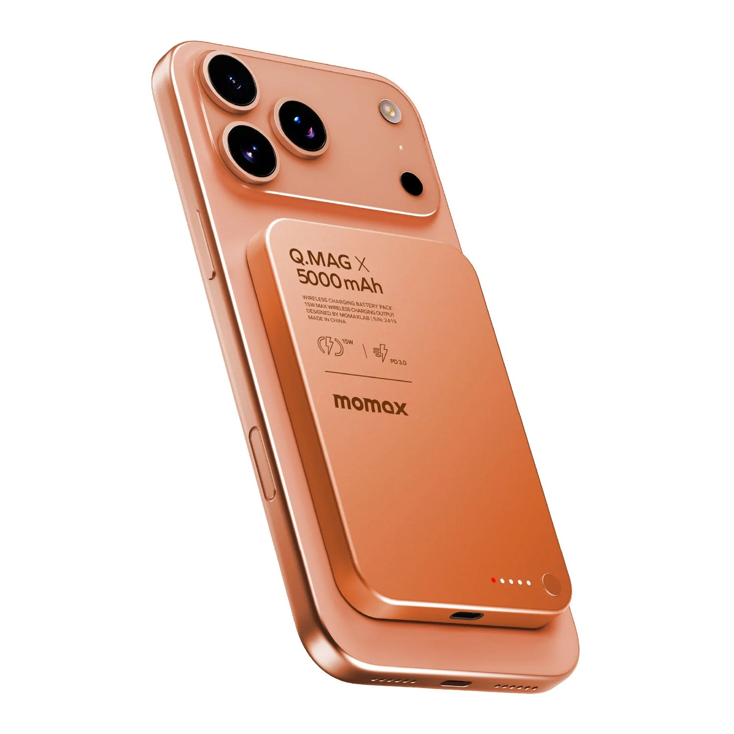 MOMAX Q.Mag X Battery Pack — IP116A · 5000mAh · Orange