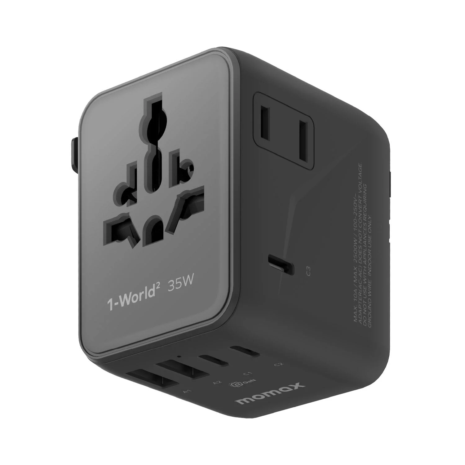 MOMAX 1-World2 Travel Adapter - UA27 · 5-Port · 35W output · Black