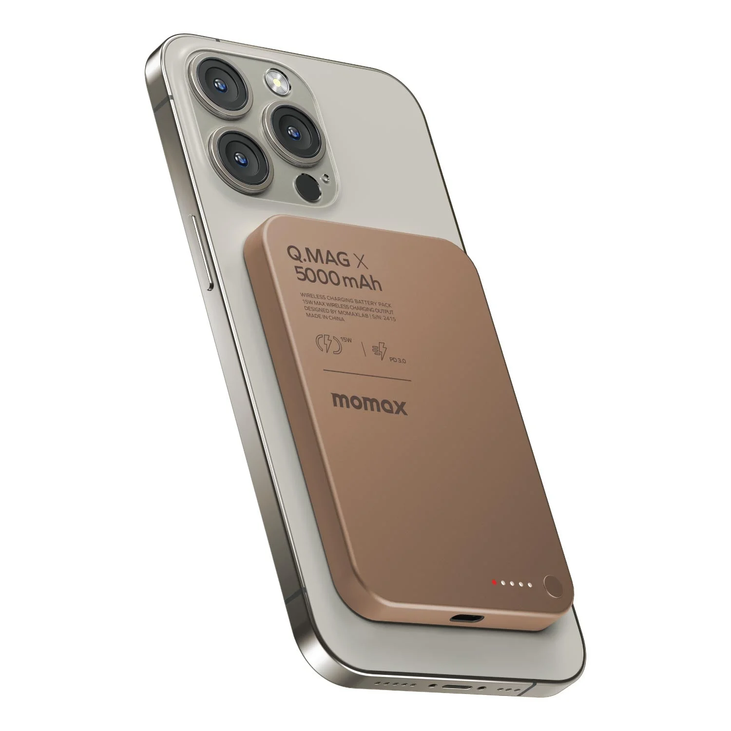 MOMAX Q.Mag X Battery Pack — IP116A · 5000mAh · sandstone