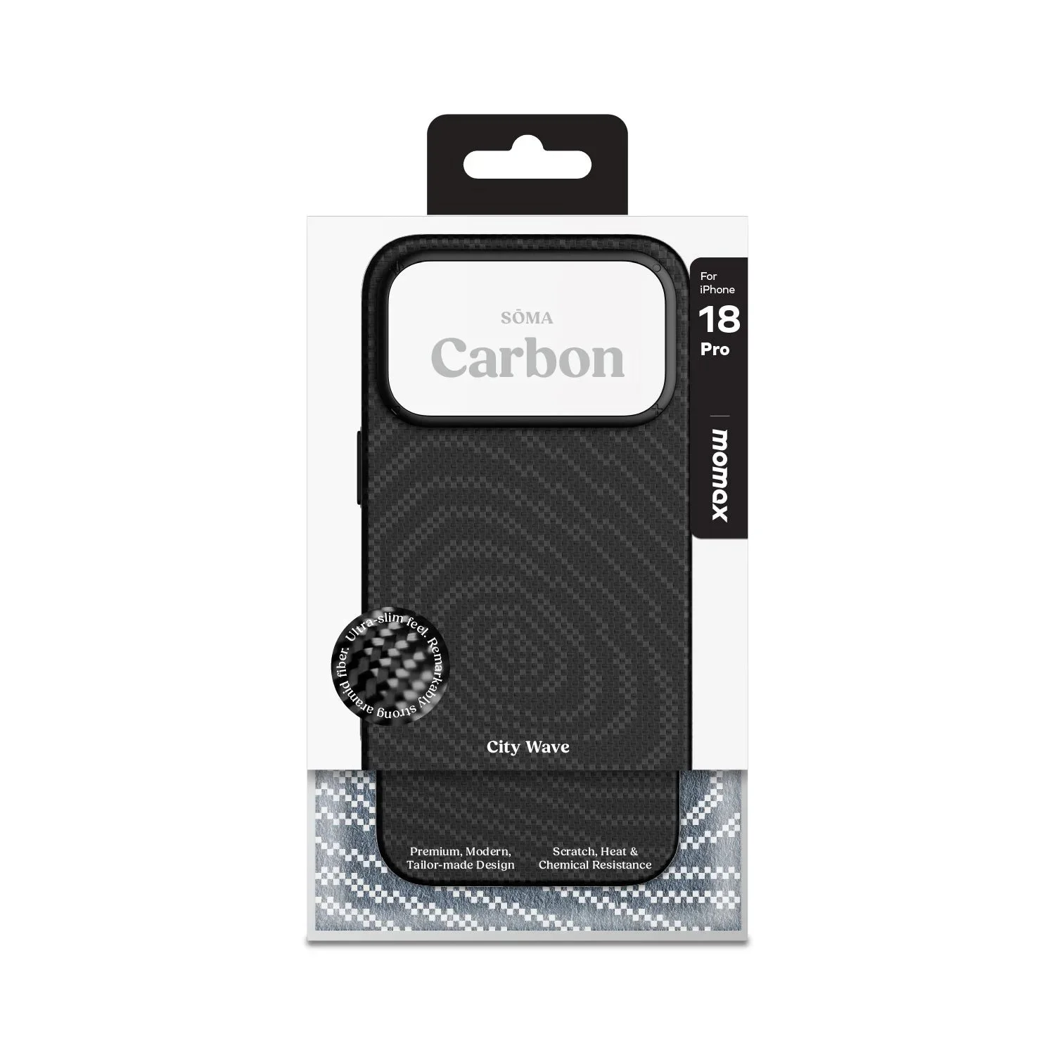 MOMAX SŌMA Carbon – City Wave Aramid Magnetic Case — MK · 黑色 / iPhone 18 Pro