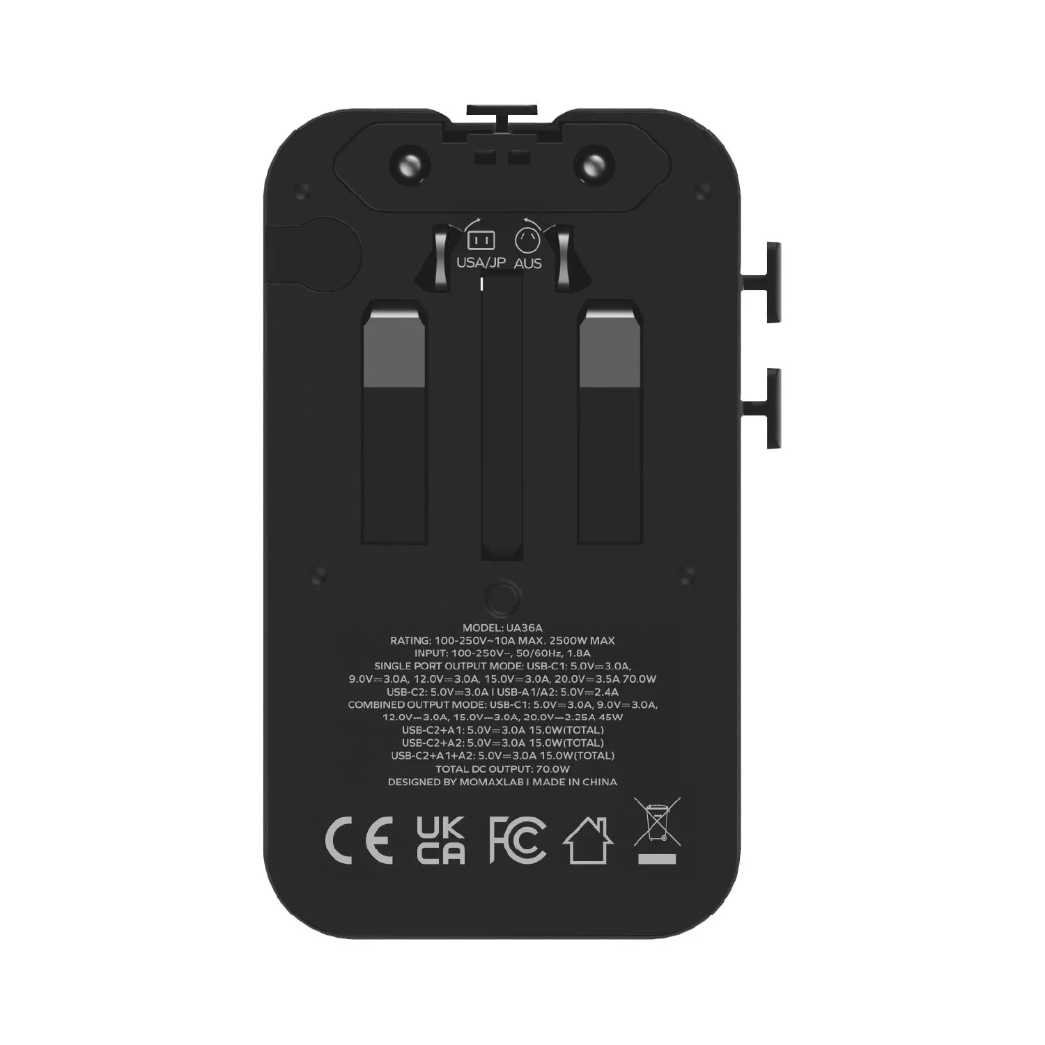1-World² Pocket 70W 4-Port Dual AC Travel Adapter — official image 2
